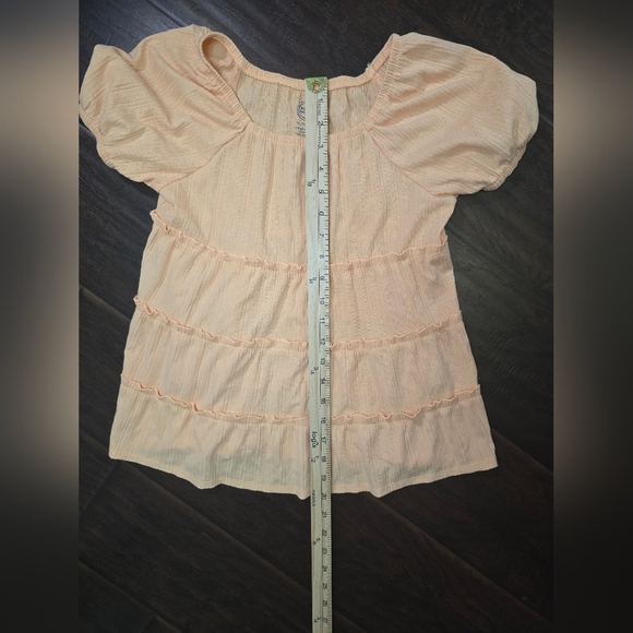 Wonder Nation Girls Tiered Flowy Babydoll Top Peach Orange XL - Picture 3 of 8